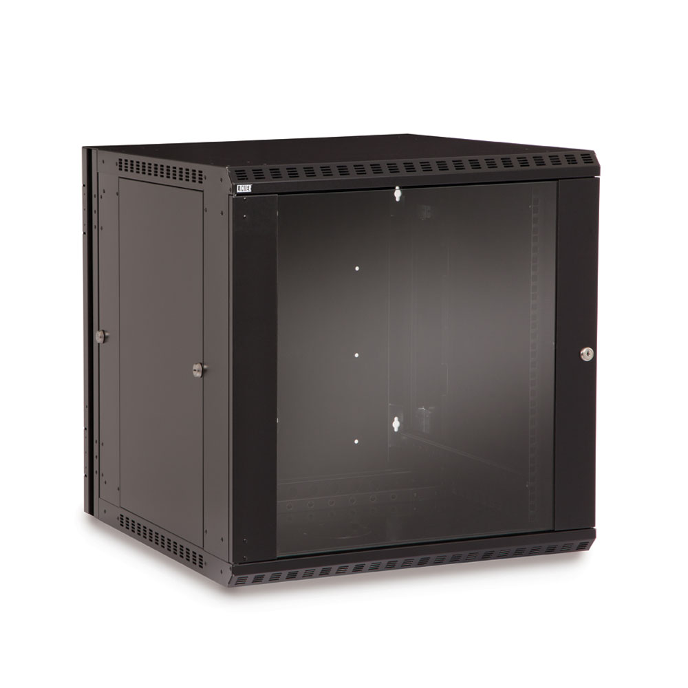 3130-3-001-12  – 12U 22.5″ Usable Depth LINIER® Swing-Out Wall Mount Cabinet – Glass Door Image