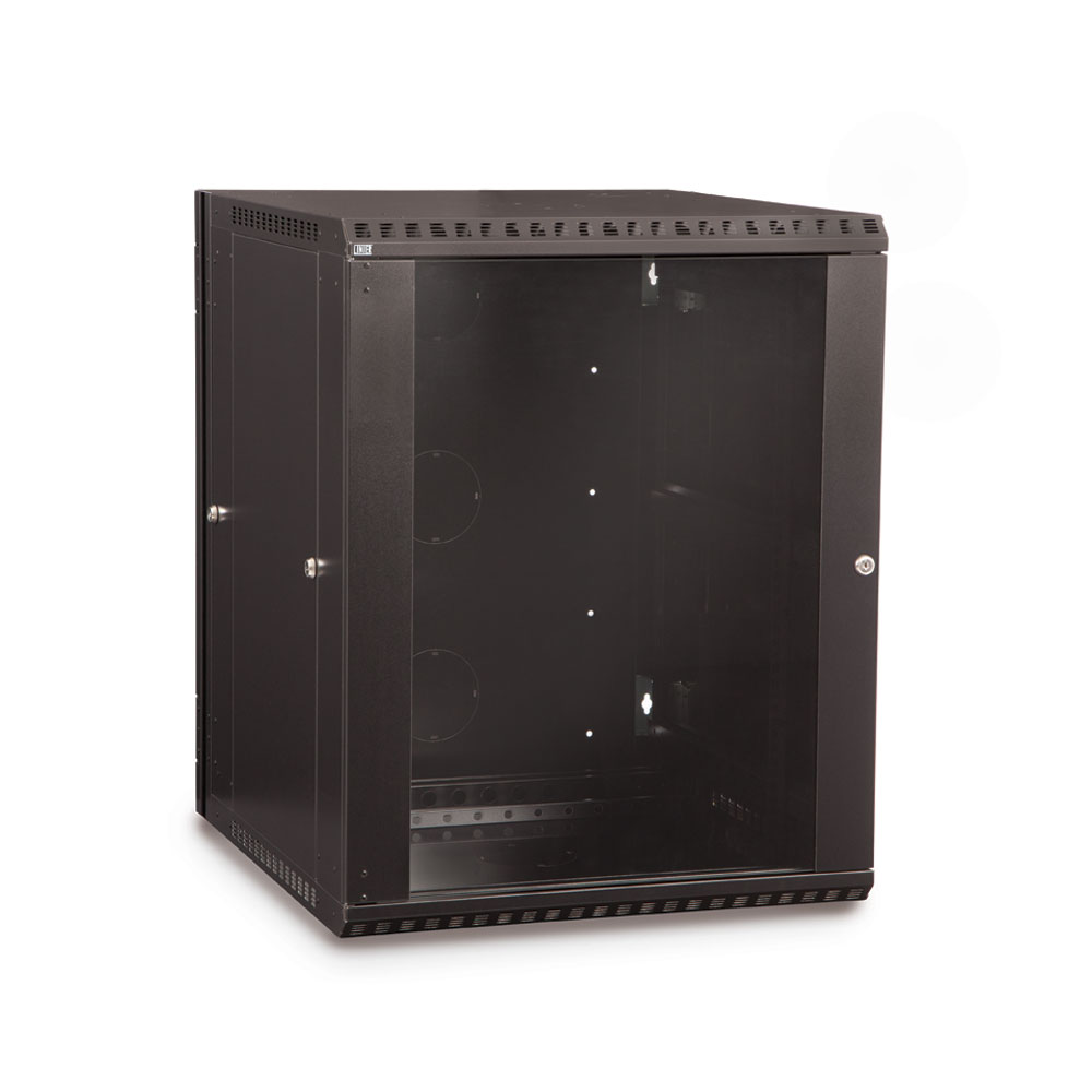 3130-3-001-15  – 15U 22.5″ Usable Depth LINIER® Swing-Out Wall Mount Cabinet – Glass Door Image