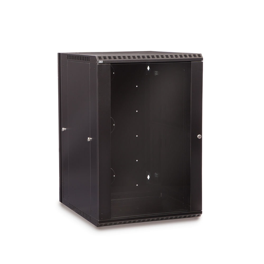 3130-3-001-18  – 18U 22.5″ Usable Depth LINIER® Swing-Out Wall Mount Cabinet – Glass Door Image