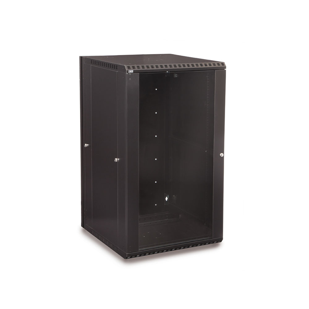 3130-3-001-22  – 22U 22.5″ Usable Depth LINIER® Swing-Out Wall Mount Cabinet – Glass Door Image