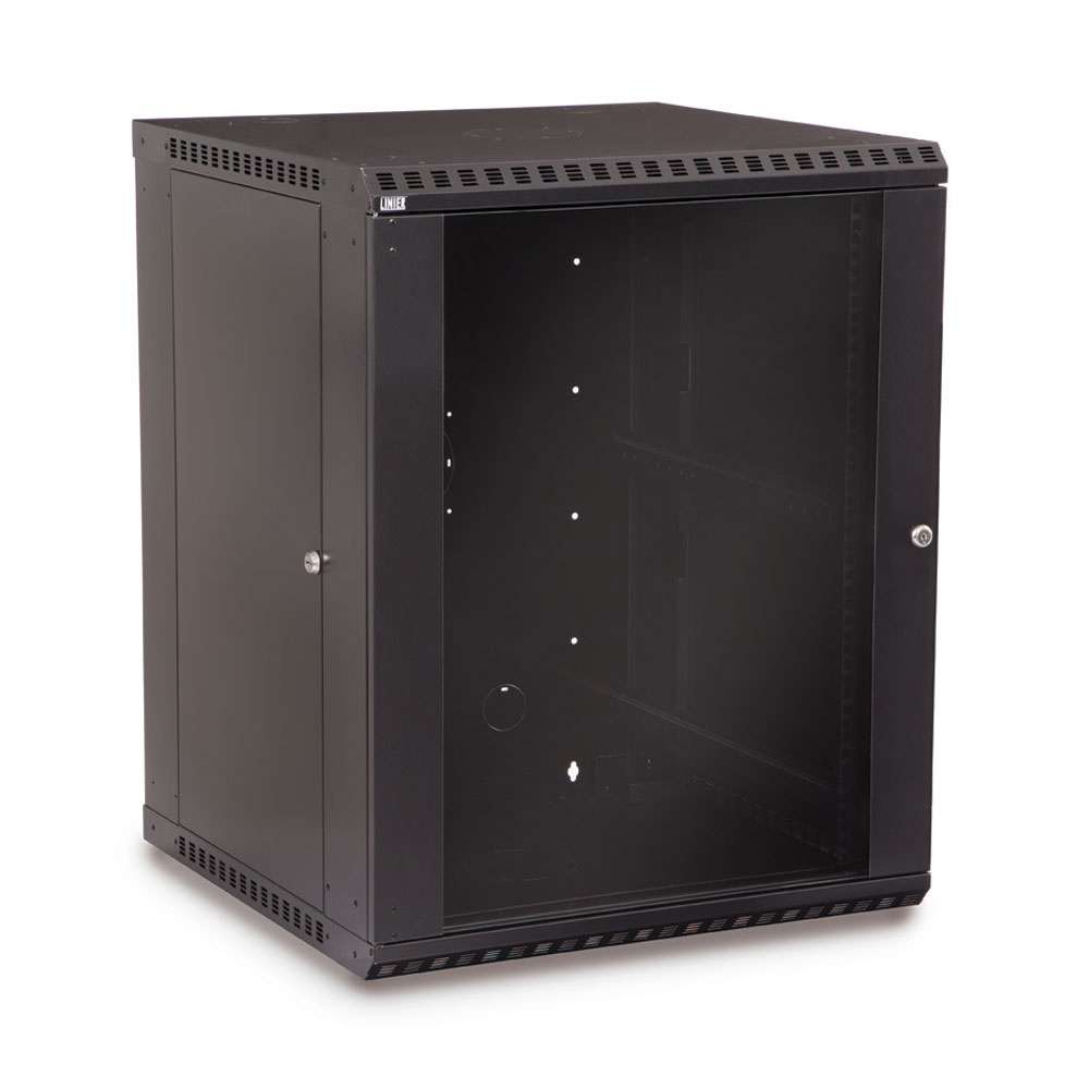 3140-3-001-15  – 15U 22.5″ Usable Depth LINIER® Fixed Wall Mount Cabinet – Glass Door Image