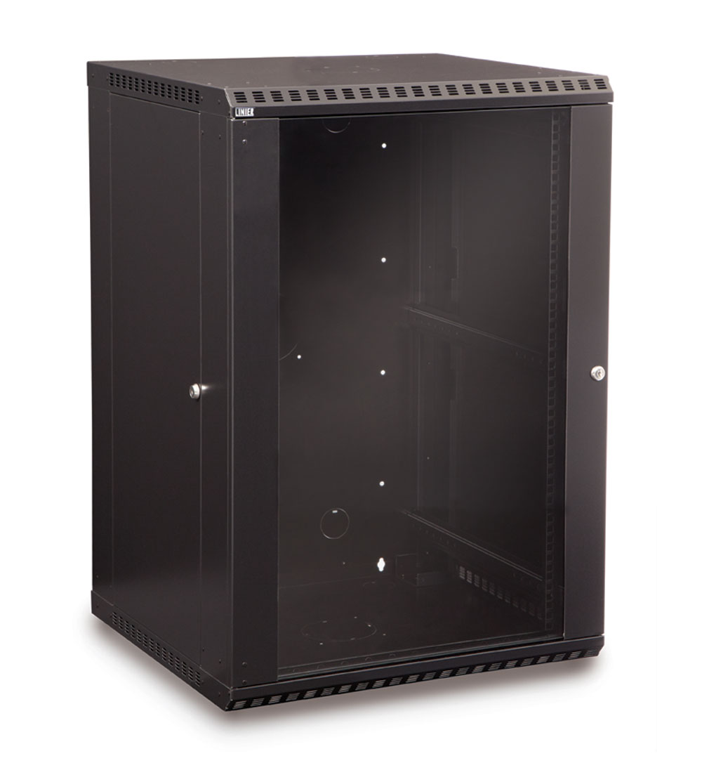 3140-3-001-18  – 18U 22.5″ Usable Depth LINIER® Fixed Wall Mount Cabinet – Glass Door Image