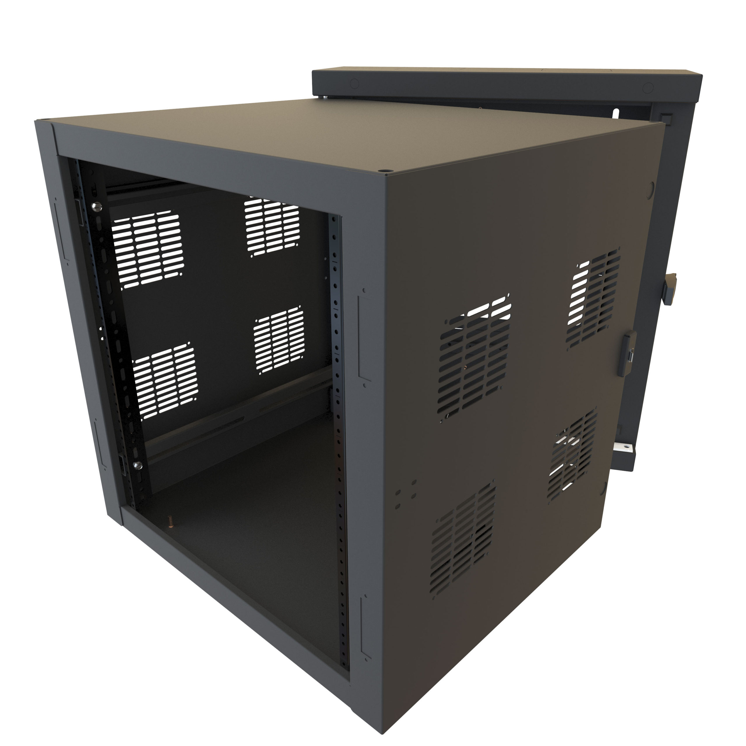 HWC2412U35BK – 12U 32.5″D Usable Swing Out Sectional Wall Mount Rack Cabinet – 24″W Image
