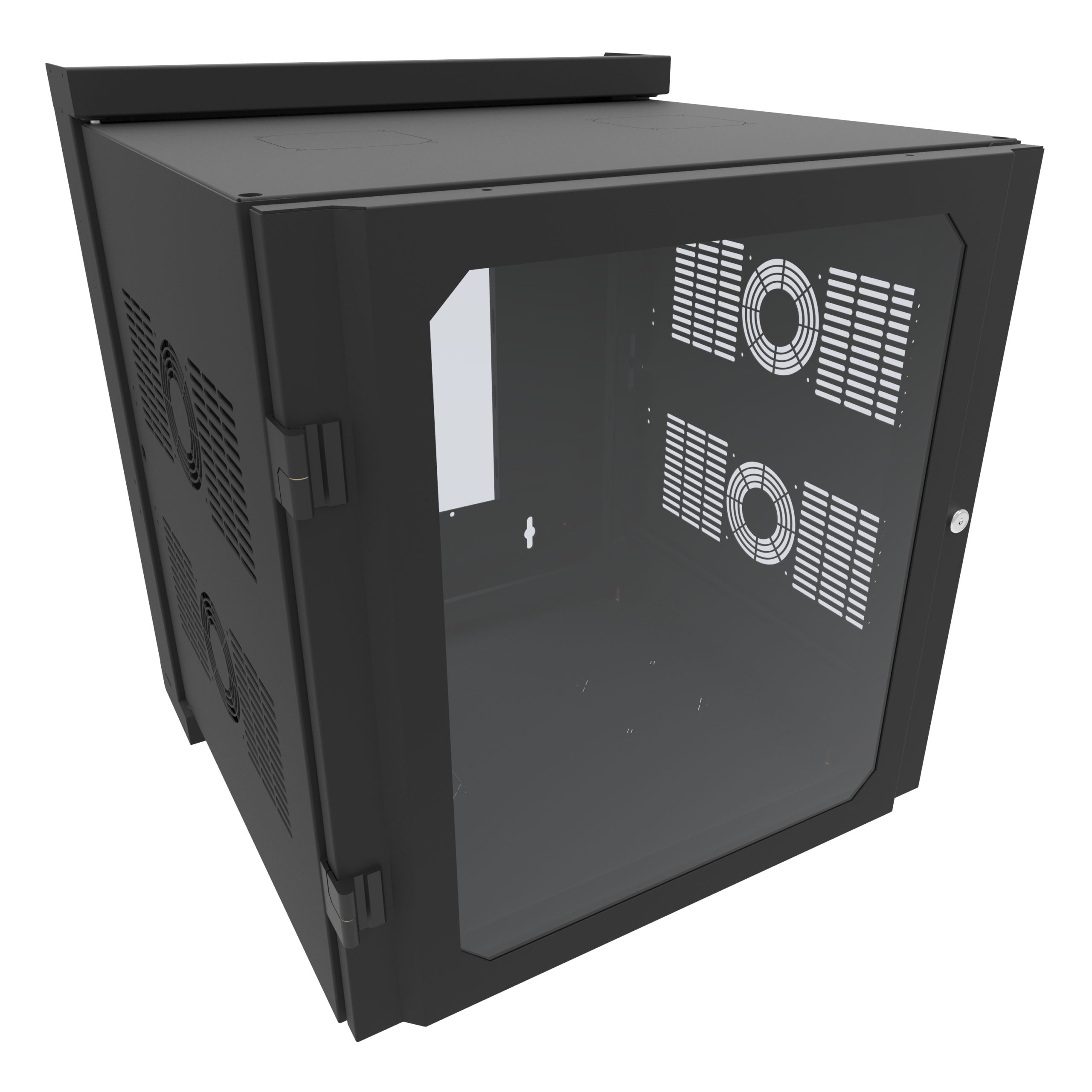HWM2412U20WDBK – 12U 23.52″D Usable Swing-Out Sectional Wall Mount Rack Cabinet – Plexi Door Image